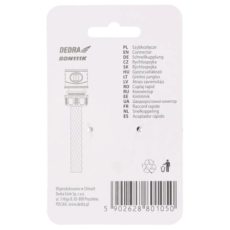 Szybkozłącze 1/2" SOFT, karta GARDEN DEDRA 80N111K