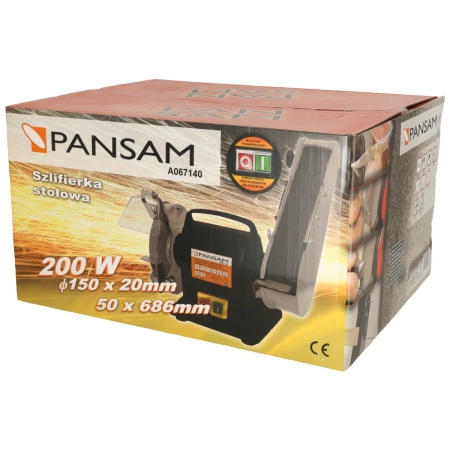 Szlifierka stołowa z taśmą A067140 PANSAM 200W, 150x20mm, do pracy na sucho