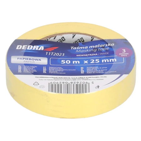Taśma malarska wewnętrzna 19mm x 50m, 3-dniowa, DEDRA 11T2021