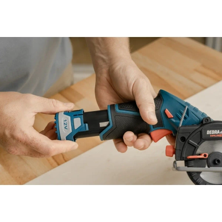 Pilarka tarczowa akumulatorowa 85mm 12V DEDRA MAUS DED7336, tarcza 85x15 mm, 1450 RPM