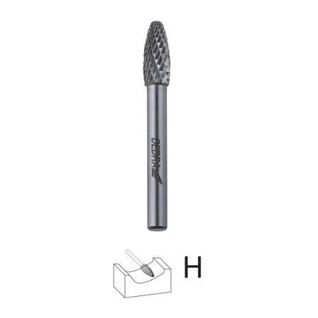 Frez trzpieniowy płomieniowy DEDRA 07F670 H8x20mm, trzpień 6mm