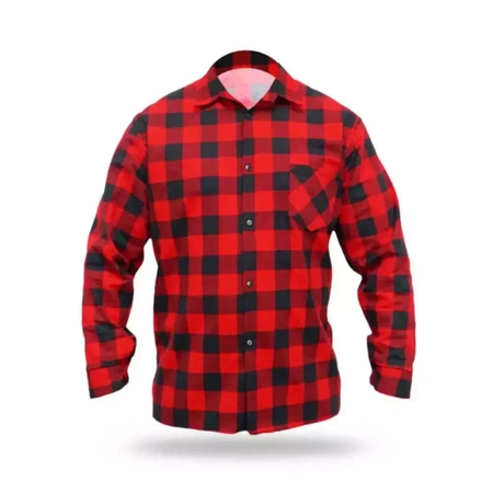Koszula flanelowa DEDRA BH51F1-XL czerwona, rozm.XL, 100% bawełna