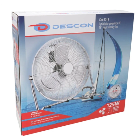 Cyrkulator powietrza 18" DESCON DA-5018 125W, chromowane wykończenie