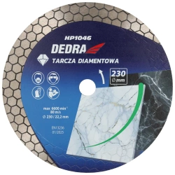 Tarcza diamentowa z segmentem typu plaster miodu, tarcza do cięcia DEDRA H1046, cięcie na mokro, cięcie na na sucho, średnica 230 mm