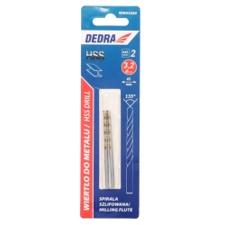 Wiertło do metalu DEDRA WM03260 HSS, Stal 4341, 135°, 3,2x65mm, 2szt
