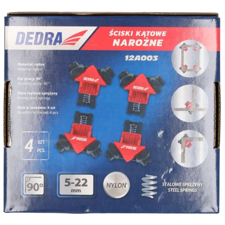 Ściski stolarskie kątowe, ścisk narożny do kątów wewnętrznych 5-22mm DEDRA 12A003