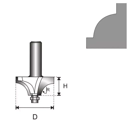 Frez ornamentowy DEDRA 07F141A łożyskowany, T6, D19, H6,5 R3,17mm