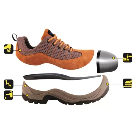 Półbuty bezpieczne, buty BHP  DEDRA BH9P3-39 zamszowe, rozmiar: 39, kat.S1 SRC