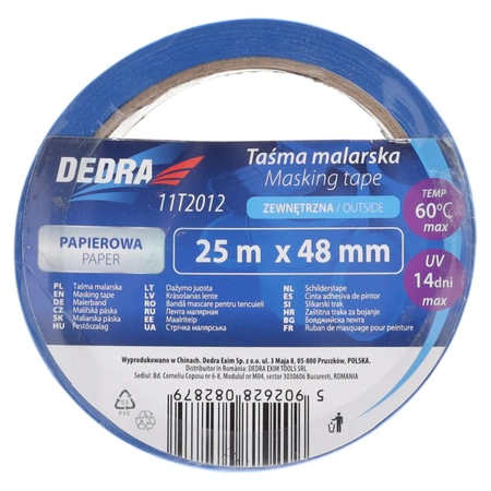 Taśma maskująca zewnętrzna, 14-dniowa, 48 mm x 25 m, DEDRA 11T2012