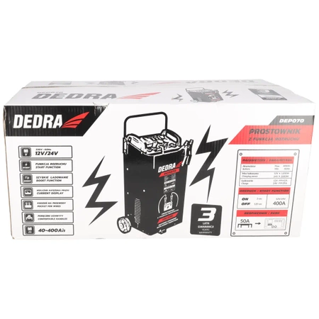 Prostownik z rozruchem DEDRA DEP070 12/24V 40-400Ah
