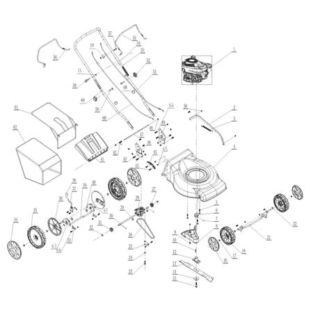 Części zamienne do kosiarki spalinowej DEDRA DED8720-43L