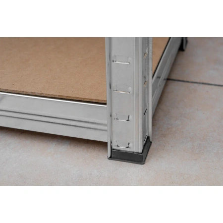 Regał magazynowy metalowy DEDRA N1415, 6 półek z płyty MDF, wymiary 224x90x40 cm, srebrny