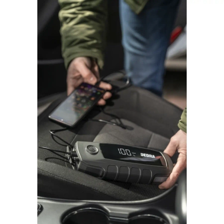 Power-bank z funkcją rozruchu silnika, booster, jump starter DEDRA DEPP1600, Li-Ion 16000mAh, wyświetlacz LCD