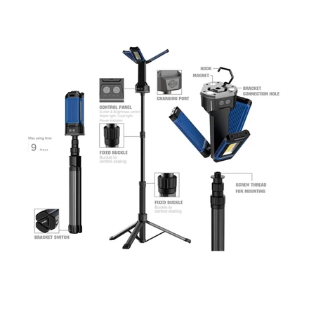 Lampa LED składana wielofunkcyjna 4500lm, statyw, dwie barwy, DEDRA L1069
