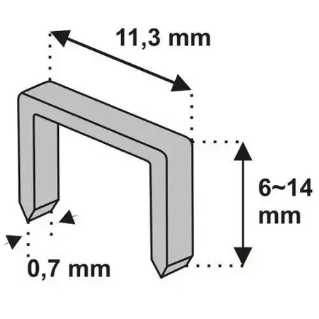 Zszywki do takera, zszywacza DEDRA 11Z108 8mm 1000 szt. grubość 0,7 wz.D53