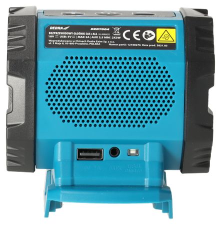 Głośnik akumulatorowy 18V bluetooth, port USB, DEDRA SAS+ALL DED7004
