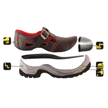 Sandały bezpieczne, buty BHP  DEDRA BH9D1-45 skórzane, rozmiar: 45, kat.S1 SRC