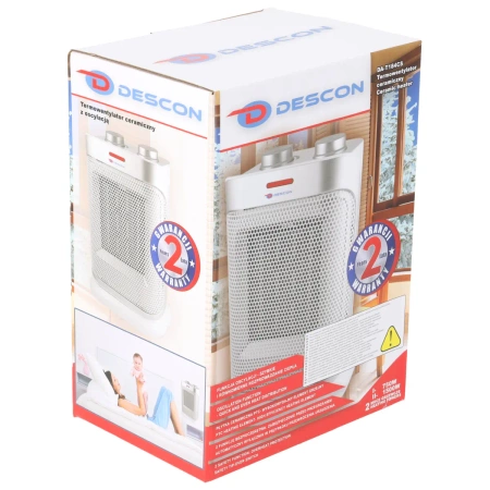 Termowentylator ceramiczny z oscylacją biało-srebrny DESCON DA-T184CS 1500W