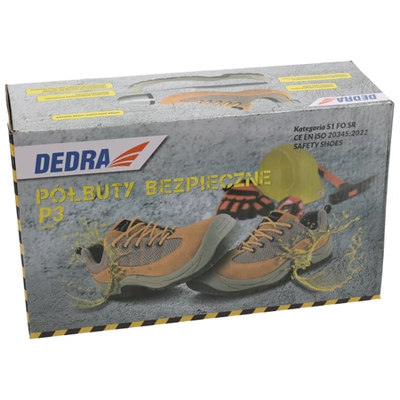 Półbuty bezpieczne, buty BHP  DEDRA BH9P3-39 zamszowe, rozmiar: 39, kat.S1 SRC