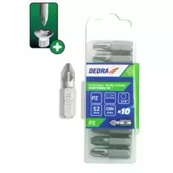Końcówki wkrętakowe, bity DEDRA 18A01PZ10-10 Pozidriv PZ1x25mm, 10szt pudełko plastikowe