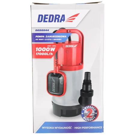 Pompa zanurzeniowa do wody czystej i brudnej Garden DEDRA DED8844 1000W, wysokość podnoszenia 7m, przewód 10m