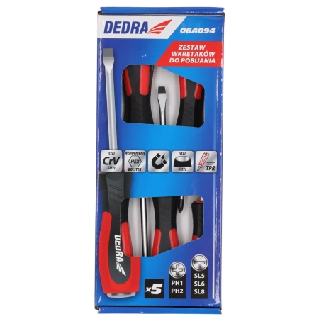 Zestaw wkrętaków do pobijania DEDRA 06A094 5szt, stal CrV