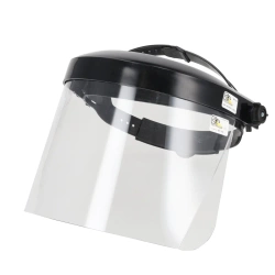 Osłona twarzy z poliwęglanu z daszkiem, przyłbica DEDRA BHST02, regulacja położenia, wymiary 20x32 cm