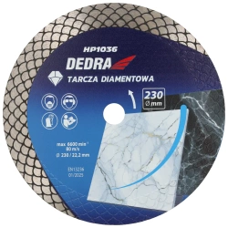 Tarcza diamentowa z segmentem typu łuska, tarcza do cięcia DEDRA H1036, cięcie na mokro, cięcie na na sucho, średnica 230 mm