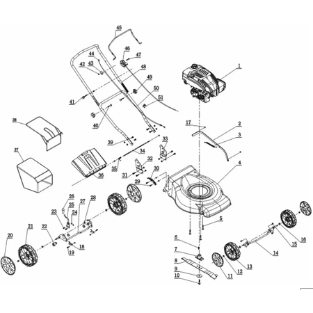 Części zamienne do kosiarki spalinowej DEDRA DED8720-43CP